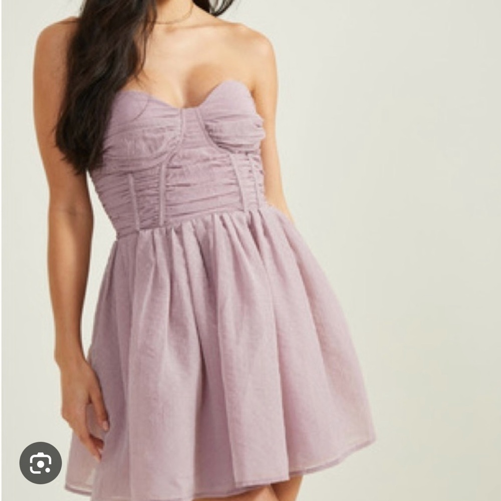 Altar'd State Purple Strapless Pleated Dress